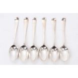 Set of six Georgian silver shell back Hanoverian pattern teaspoons (marks rubbed) makers mark possib