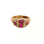 Antique 18ct gold ruby and diamond ring