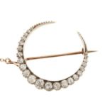 Victorian diamond crescent brooch