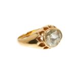 Antique diamond single stone ring with a pear-shape rose cut diamond