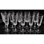 Set of ten good quality French cut glass champagne flutes