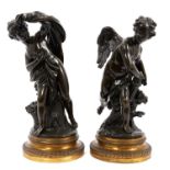 Pair of 19th century French bronzes on ormolu bases