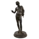 Large 19th century Grand Tour bronze figure of Narcissus