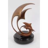 Scott Hanson (contemporary American) bronze - Dolphins and waves, signed, inscribed by the artist to