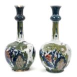 Pair of 19th century Dutch Delft guglet vases in the famille verte pallette