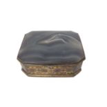 18th century French yellow metal table box with inset agate lid and base