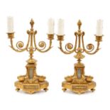 Pair of 19th century French ormolu two branch candelabra