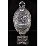 19th century cut glass urn and cover