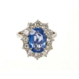 18ct white gold sapphire and diamond cluster ring