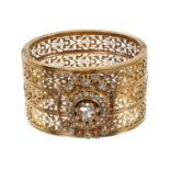 19th century gold and diamond hinged cuff bangle