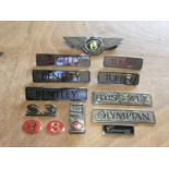 Collection of Bentley enamelled model name plates and boot badges (13)