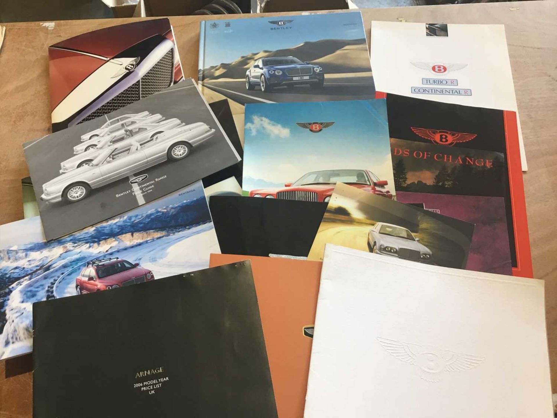 Collection of mostly Bentley sales brochures 1980s to current models