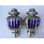 Pair 1920s nickel plated opera lamps by Atlantic, Birmingham