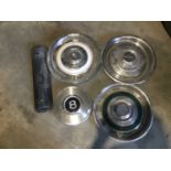 Bentley Corniche hub cap, three others and rocker cover