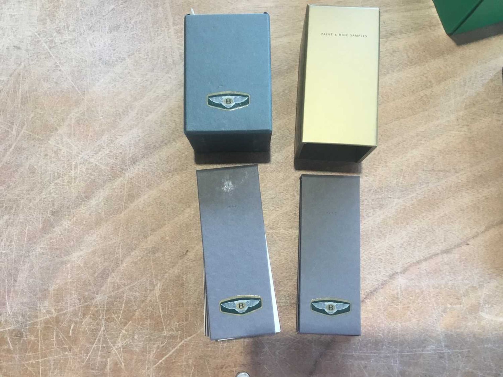 Scarce Bentley dealers paint and hide sample kit in box circa 1999-2002