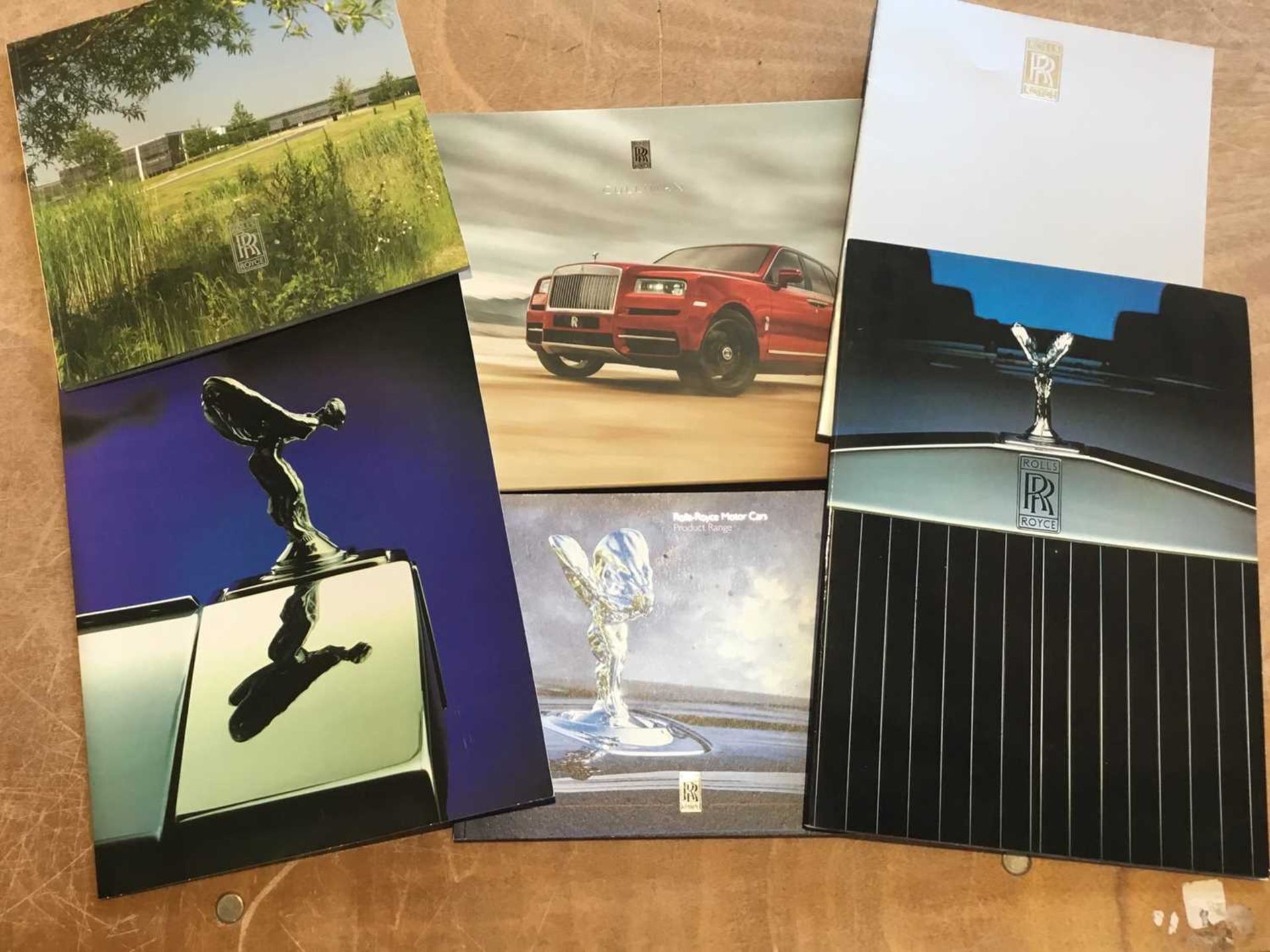 Collection of Rolls-Royce sales brochures 1980s to current including Cullinan hardback brochure, Gho