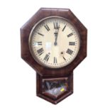 Victorian drop dial wall clock bearing label for E. Duffner watch & clock maker