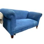 Edwardian drop end sofa with blue upholstery, 159cm wide