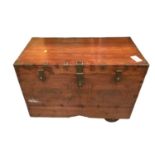 Indian hardwood chest with fitted interior, 75cm wide, 39cm deep, 55cm high, together with an occasi