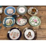 Group of French and English porcelain, mostly plates, several with Sevres-style marks