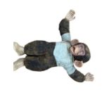 Soft toy mohair monkey with rubber face, hands and shoes, wood wool stuffing.