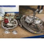 Group of silver plate and other items, including entree dishes