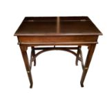 Mahogany writing table with hinged fold over top revealing writing compartment, 74cm wide, 44cm deep