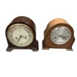 Art Deco Smiths Bakelite mantel clock together with another in an oak case (2)