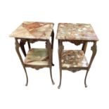 Pair of marble topped gilt occasional tables
