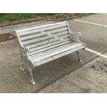 White painted Cast iron garden bench