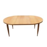 Good quality Heal's 'Finn' beech stained pear wood dining table with one leaf