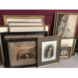 Group of antique and later engravings in glazed frames