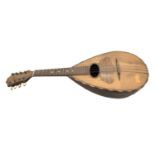 Old Mandolin with paper label to interior 'Pietro Tonelli, Napoli'