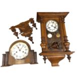 Early 20th century mantel clock and a Vienna style wall clock