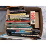 Six boxes of various books including Television and film related, Hancock's Half Hour, Monty Python,