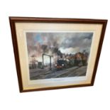 Set of three Malcolm Root signed prints of steam trains