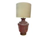 Good quality mottled irridescent glass table lamp with shade