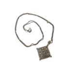 9ct white gold diamond set pendant on 9ct white gold chain