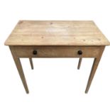 Victorian pine side table with single drawer, 79.5cm wide, 46cm deep, 73.5cm high