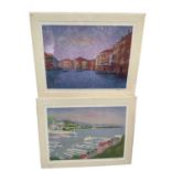 Two Jean Vollet signed limited edition prints of Venice and Port De Monaco (2)