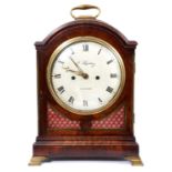 Regency mahogany cased bracket clock, the dial signed F. Lindesey