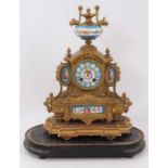 19th century French porcelain-mounted mantel clock