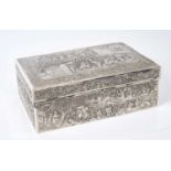 Large late 19th/early 20th century Chinese silver cigarette box of rectangular form