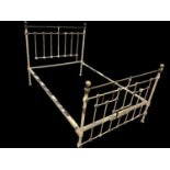 Victorian brass bed, cream painted with brass lattice ends, 134cm wide