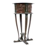 Unusual Art Nouveau bronze and copper jardiniere