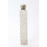 Late 19th/early 20th century cut glass scent flask of long narrow, cylindrical form