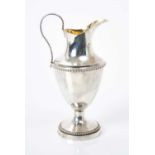 Early 19th century Dutch silver cream jug in the form of a ewer with beaded borders