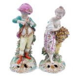 Two late 18th century Derby figures, emblematic of Spring and Summer, polychrome decorated and stand