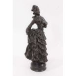 Contemporary bronze figure of a lady in crinoline dress
