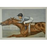 Victorian Vanity Fair lithograph, "An American Jockey", Tod Sloan, 1899, 23.5cm x 34cm, mounted